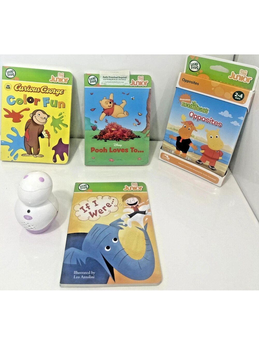 LeapFrog Tag Junior System Lot White Purple Reader 4 Books Bundle NEW SEALED